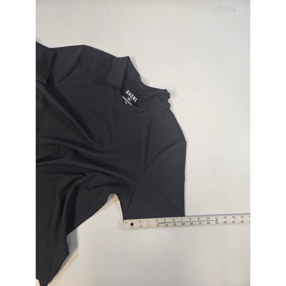 Rhone Mens Links Golf Black V-Neck S/S Polo Shirt Performance Stretch M - Picture 12 of 14